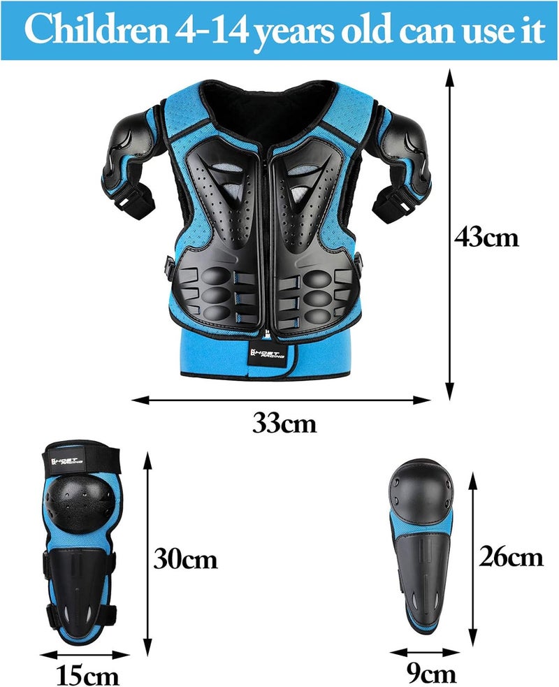JUSTDOLIFE Youth Dirt Bike Gear, 5 PCS Motorcycle Armbor Protection Jacket, Kids Motorcycle Armor with Knee Pads Elbow Pads Chest Protector Racing for Outdoor Sports - Image 3